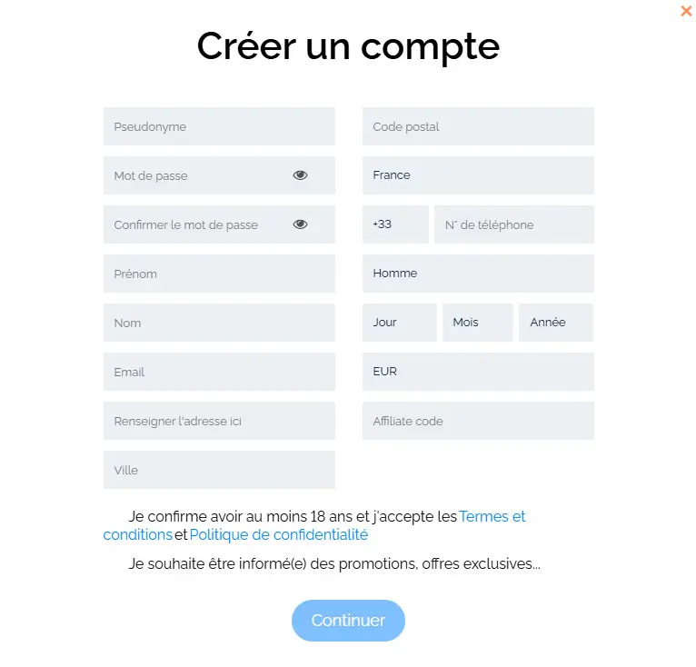 Proceso de registro CYBER BET CASINO